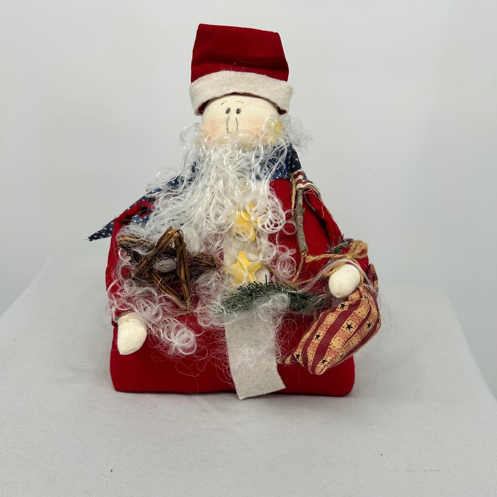 Americana Patriotic Santa‎ Claus Plush Figure Americana Decor Tabletop Display